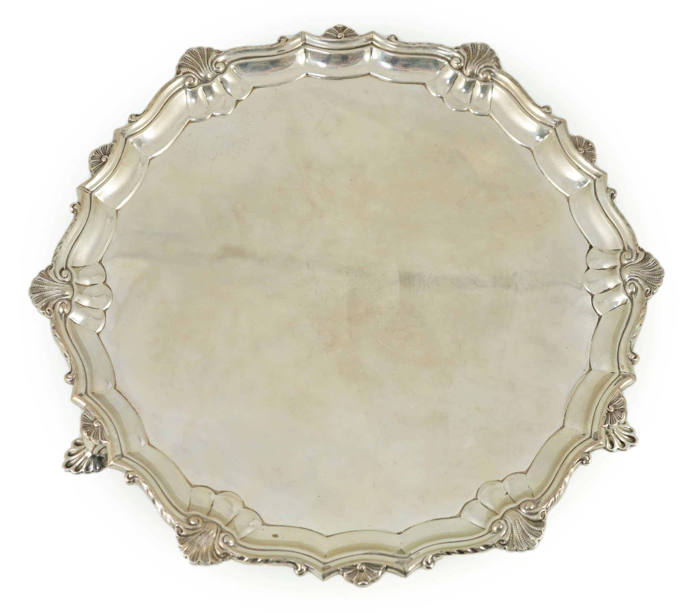 An Edwardian silver salver, by Hawksworth, Eyre & Co